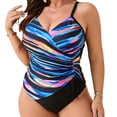 thumbnail image 2 of Pincandy Womens Plus Size Printed Backless One Piece Sporty Swimsuit Padded Wireless Slim Fit 4 Way Stretch Breathable for Beach Pool Summer Active Leisure Wear, 2 of 7