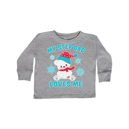 

Inktastic Polar Bear My Step Dad Loves Me in Santa Hat with Snowflakes Gift Toddler Boy or Toddler Girl Long Sleeve T-Shirt