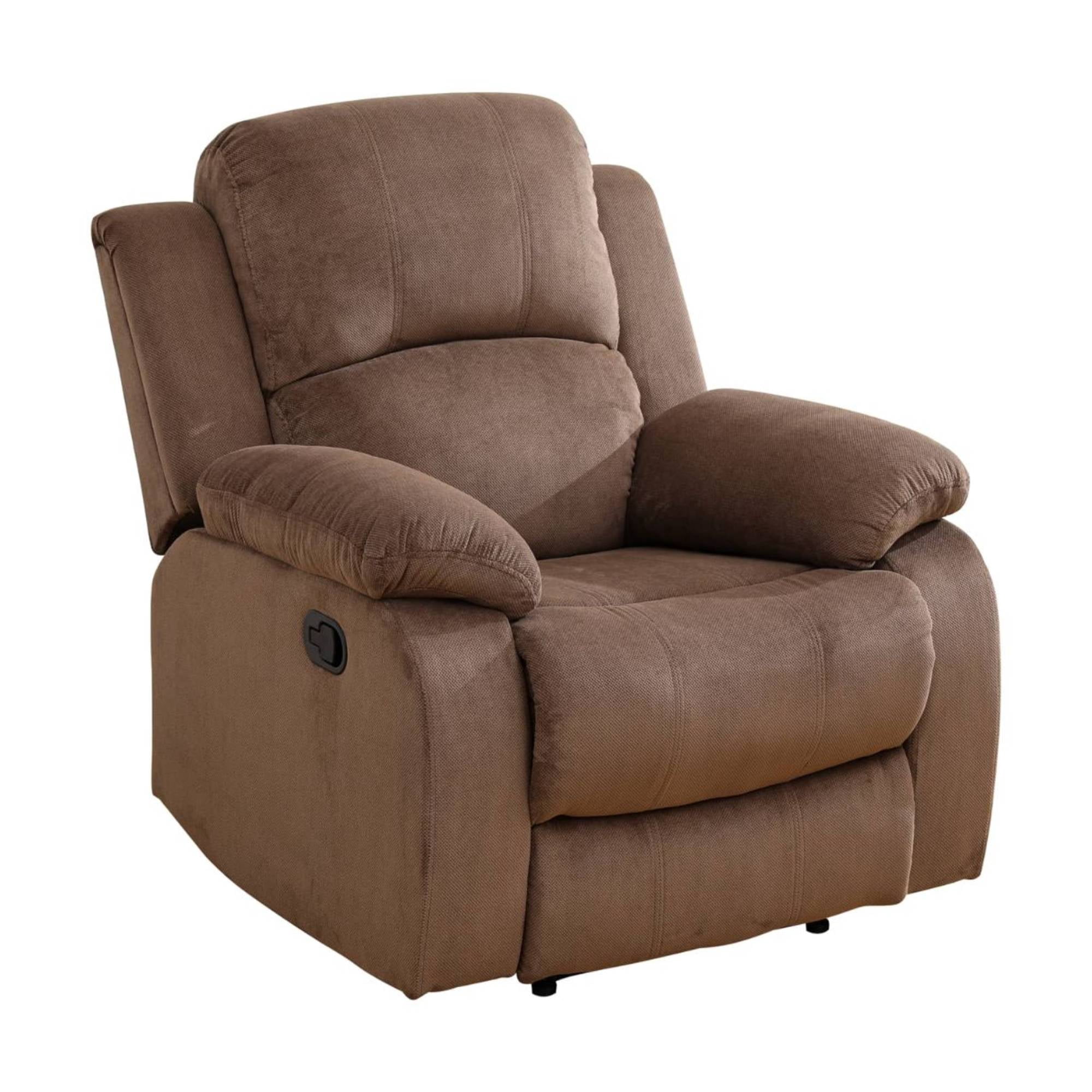 TrumanPick Manual Velvet Recliner Chair,Overstuffed reclining Armchair Home Theater Recliner Sofa for Living Room, Brown