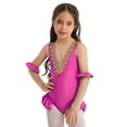 thumbnail image 4 of iEFiEL Kids Girls Halloween Showman Costume Sleeveless Mesh Splice V Back Leotard Rose Red 5, 4 of 7