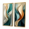 thumbnail image 3 of Designart "Vintage Teal Elegance Abstract Wave I" Abstract Shapes Framed Wall Art Set Of 2 - Transitional Blue Framed Canvas Set For Living Room Decor, 3 of 6