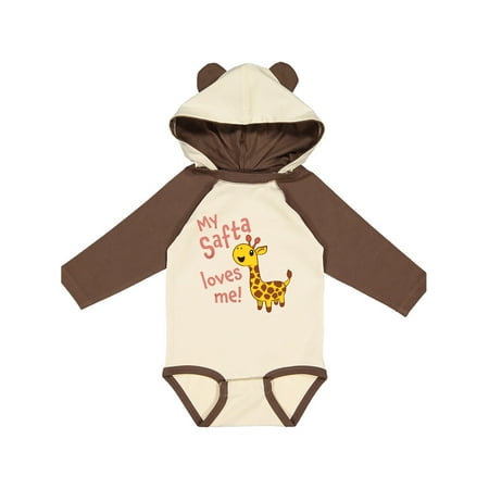 

Inktastic My Safta Loves me- cute giraffe Gift Baby Boy or Baby Girl Long Sleeve Bodysuit