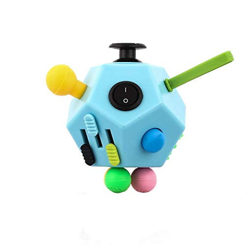 UOOE 12 Side Fidget Cube,Best Fidget Toy Cube Relief Stress and Anxiety Depression Anti for Kids and Adults with ADD, ADHD, OCD, Autism(Blue & Mix ...