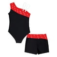 thumbnail image 4 of inhzoy Kids Girls 2Pcs Dance Leotard Outfits Ballet Gymnastic Leotard and Shorts Set Black&Red 6, 4 of 7