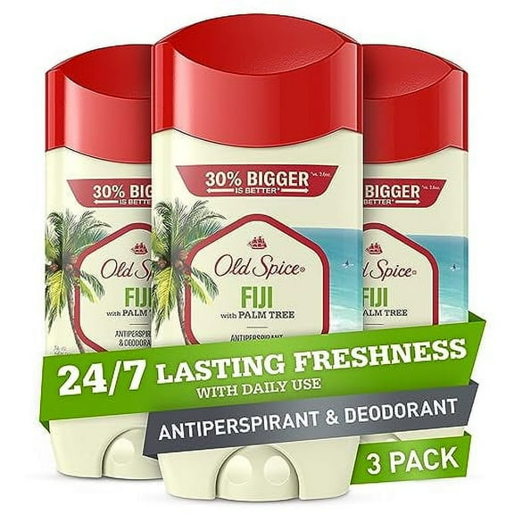 Old Spice Antiperspirant Deodorant Fiji with Palm Tree 3 oz, Pack of 3