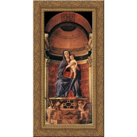 Frari Triptych [detail] 15x24 Gold Ornate Wood Framed Canvas Art by Bellini, Giovanni