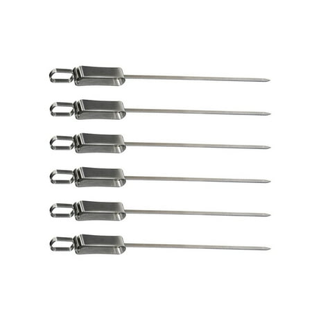 

Yotyukeb BBQ Stainless Steel Shish Kabob Skewers Barbecue Stick Grilling Long Needle 6Pcs Silver