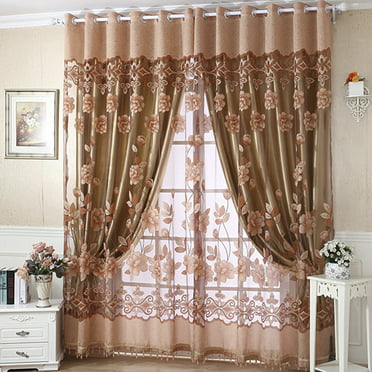 Ultra Elegant Clipped Jacquard Georgette Fringed Window Valance With an ...
