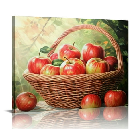 

FUMJ Apples Canvas Print Wall Decor for Living Room Bedroom Office Set of 2 (20x16 in and 16x12 in) 16x12in