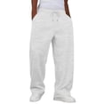thumbnail image 3 of Nestiefly Men's Baggy Sweatpants Wide Leg Elastic Drawstring Waist Pants Casual Lounge Joggers Athletic Pants with Pockets White M, 3 of 7