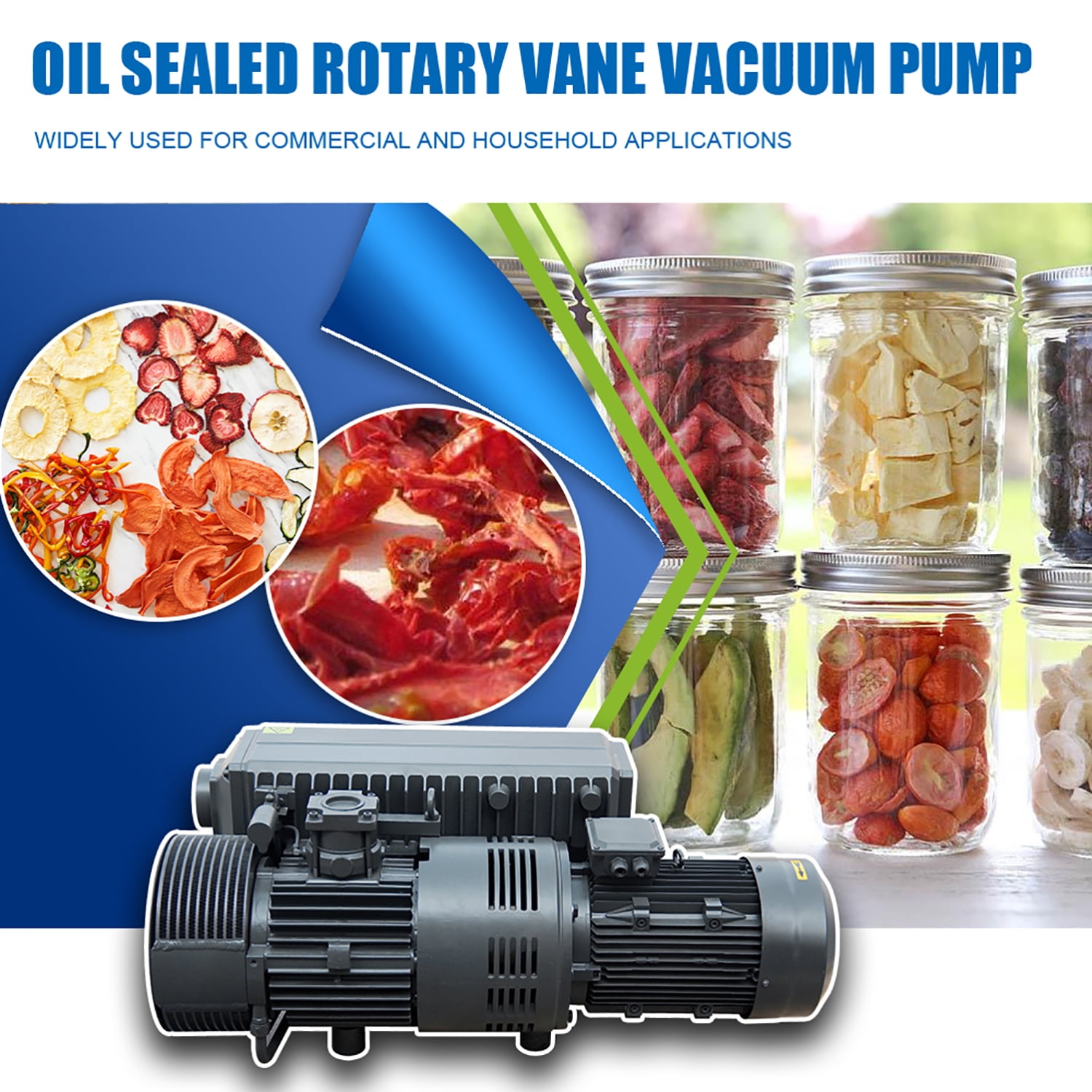 HPDMC 10HP Industrial Rotary Vane Vacuum Pump - 175 CFM, 220V/60Hz 3-Phase, Oil Sealed Pump with NPT 2" Port