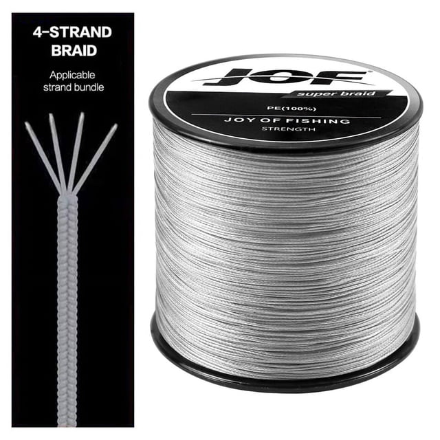 4 Strands Abrasion Resistant Braided Fishing Line PE Super Strong Anti-bite Line, Fishing Accessories For Freshwater 3000M Gray Mainline