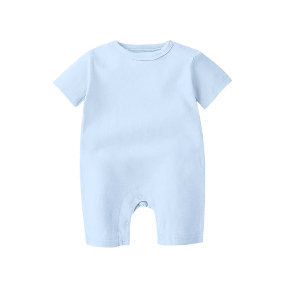 Wovilon Baby Short Sleeve Romper, Solid Color Cotton Bodysuit with Snap Crotch, Lightweight Summer One-Piece Playsuit, Breathable Daily Wear for Infants 0-24 Months
