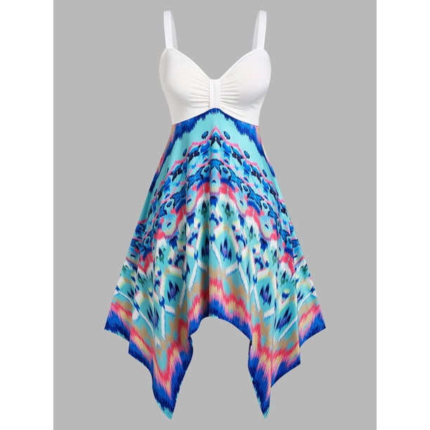 Vestido de pañuelo de tinte tinte tinte tinte Rosegal Vestidos Estampados Tallas Grandes