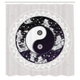 thumbnail image 3 of Ambesonne Peace Shower Curtain, Ying Yang Boho Art, 69"Wx84"L, Black White Beige, 3 of 5