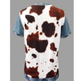 thumbnail image 4 of Dolkfu Tops for Women Trendy Short Sleeve Crew Neck Western Style Multicolor Tops Fashion Patchwork T-Shirts Women Clothing, 4 of 4