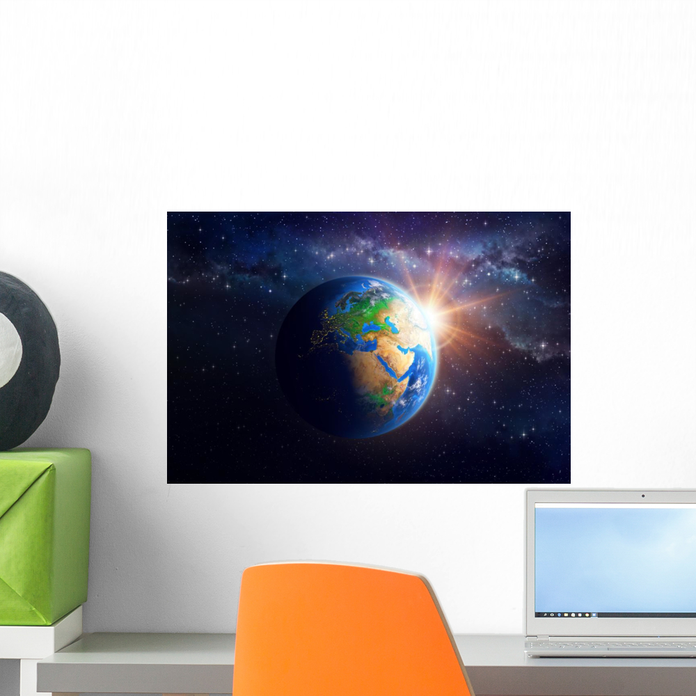 Planet Earth Outer Space Wall Mural Decal Sticker, Wallmonkeys Peel ...