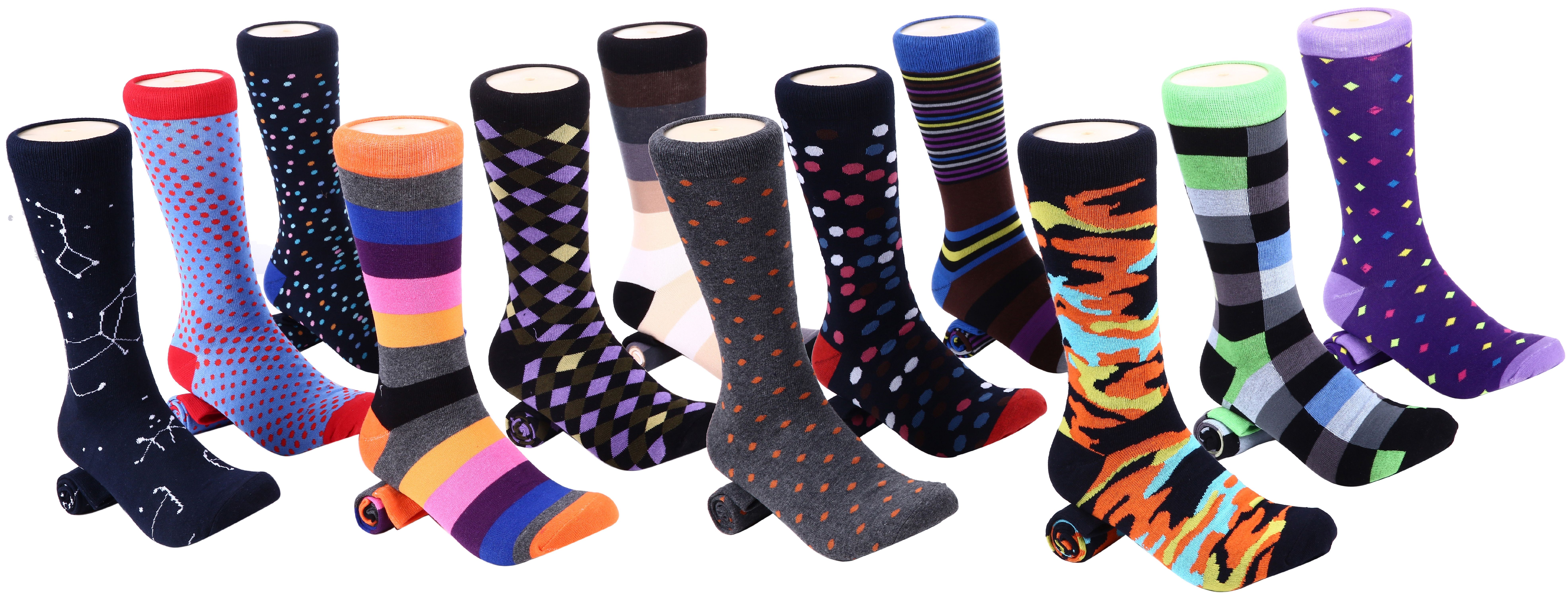 Mio Marino Men's Fun Dress Socks - Colorful Funky Socks for Men - Cotton Fashion Patterned Socks - 12 Pack - Fun Collection - 10 - 13