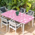 thumbnail image 2 of Valentines Day Table Cloths for 6 Foot Rectangle Tables, Pink Love Heart Romantic Patio Waterproof Elastic Fitted Tablecloths, Washable Rectangular Table Cover for Camping, 2 of 8