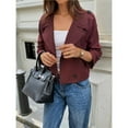 thumbnail image 4 of Abrigo Corto de Mujer, Estilo Gabardina, Informal, Cruzado, Chaqueta Corta, Prenda de Abrigo de Moda para Otoño con Cinturón Rojo Vino XL, 4 of 8