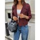 thumbnail image 4 of Abrigo Corto de Mujer, Estilo Gabardina, Informal, Cruzado, Chaqueta Corta, Prenda de Abrigo de Moda para Otoño con Cinturón Rojo Vino L, 4 of 8