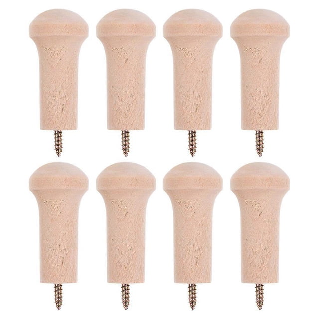 8pcs Unfinished Wooden Coat Rack Hooks, Multi Purpose Wall Mounted Pegs for Hanging Clothes, Bags, and Towels, Durable Natural Wood Hangers for Home