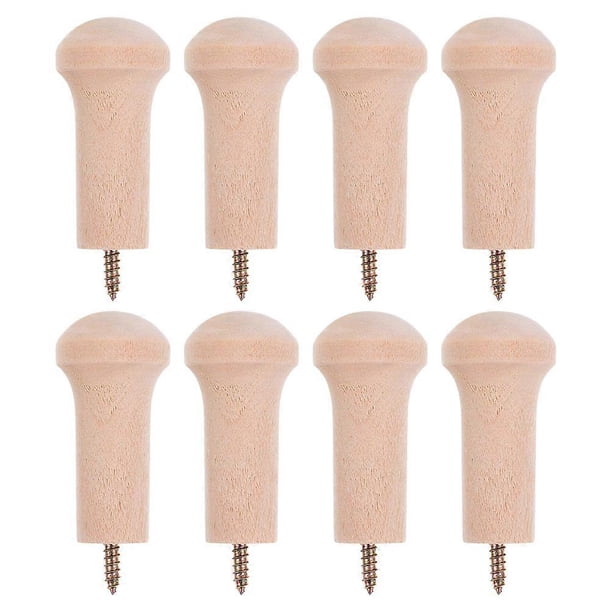 8pcs Unfinished Wooden Coat Rack Hooks, Multi Purpose Wall Mounted Pegs for Hanging Clothes, Bags, and Towels, Durable Natural Wood Hangers for Home