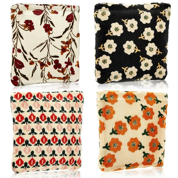 Set de 4 bolsas de maquillaje Abbylike Floral de pana