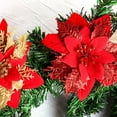 thumbnail image 3 of Cateissary Decoración de flores artificiales de Navidad con purpurina, adorno de árbol de Navidad brillante, decoración de fiesta de año nuevo, sala de Kits de decoración para fiestas Rojo Cateissary HA069938-04, 3 of 6