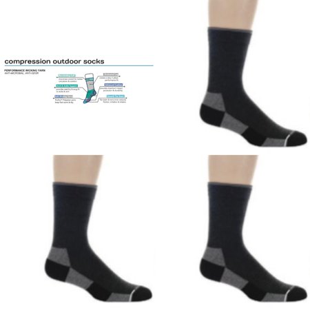 3 PAIRS MENS DR. MOTION EVERYDAY OUTDOOR COMPRESSION CREW SOCKS SIZE 10-13