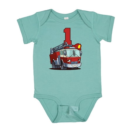 

Inktastic 1st Birthday Fire Truck Gift Baby Boy or Baby Girl Bodysuit