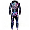 thumbnail image 3 of lnmuld Galaxy Space Skeleton Print Hooded Jumpsuit for Boys and Girls Full Zip Halloween Cosplay Costume with Side Pockets Size:5-6 Years, 3 of 5
