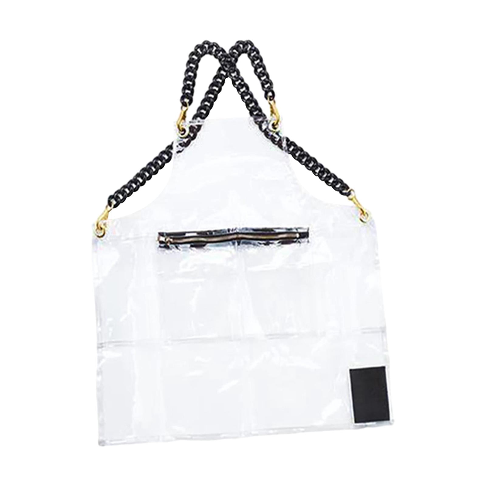 Fiocias Oilproof Apron Baking Apron BBQ Apron Portable with Pocket Lightweight TPU Apron Clear