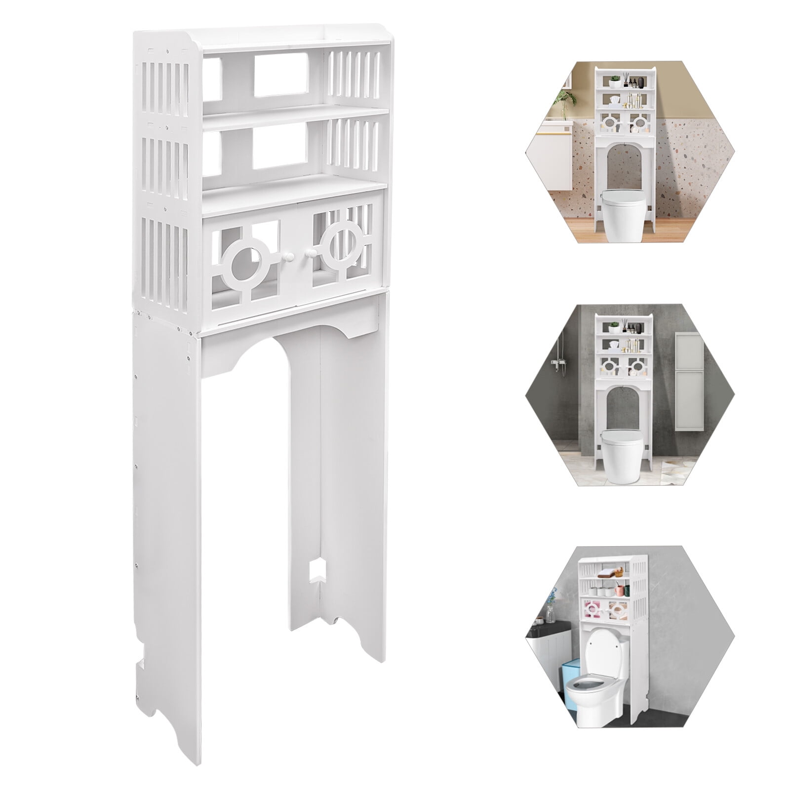 18.9*9.06 Over The Toilet Bathroom Storage Cabinet Wooden Organizer w/Adjustable Shelves White