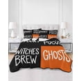 thumbnail image 2 of Quilts Queen Size Bedding Set, Halloween Lightweight Quilted Comforter, Fall Horror Letters Spooky Ghosts Black Orange Soft Reversible Bedspread Coverlet with Pillow Covers for All Season, 90" x 96", 2 of 7