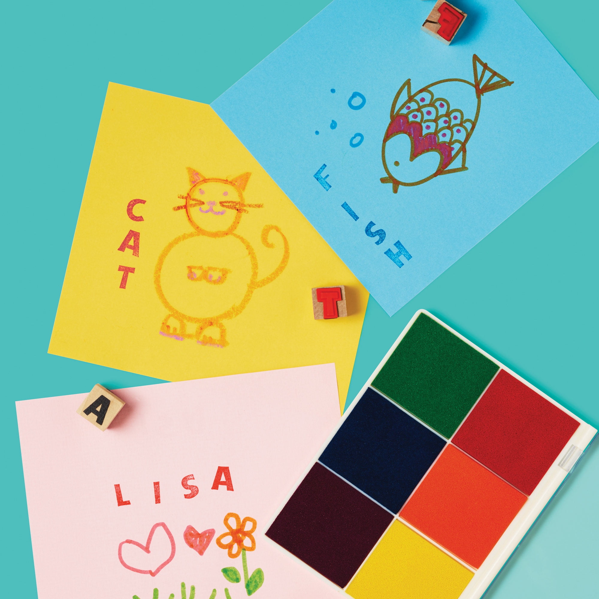 (2 pack) Hello Hobby Multicolor Stamp Pad with Washable Ink, 6 Bright Colors