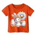 thumbnail image 4 of MIXUE Kids Girls Tops & T-Shirts Kids Easter Bunny Graphic Loose Fit Casual Short Sleeve Pullover T Shirts Daily-Wear,Orange,6-7 Years, 4 of 4
