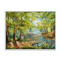 Designart 'Meandering River With Autumn Forest' Lake House Framed Canvas Wall Art Print