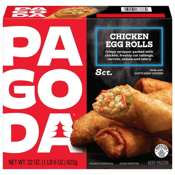 Pagoda Frozen Crunchy Crispy Chicken Egg Rolls, 22.0 oz