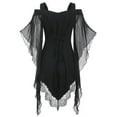 thumbnail image 5 of Womens Halloween Insert Lace Gothic T Shirt Tops Blouse Gothic Lace Stitching Strapless Tops Irregular Stitching Strap Tops Clothes, 5 of 5