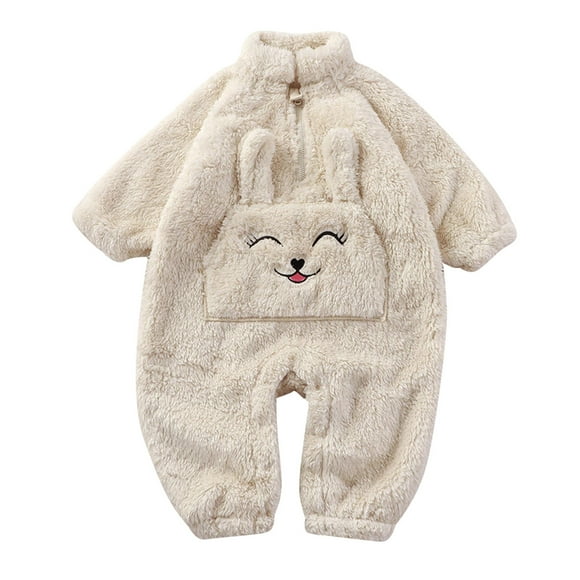 Infant Kids Clothes Girls Rompers 5 Months Baby Clothes Size 1 Baby Girl Long Sleeve Romper Girl Jumpsuit Winter Warm Home Children Cute Cartoon Pajamas White 0-3 Months