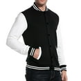 thumbnail image 5 of Men's Classic Snap Button Vintage Baseball Letterman Varsity Jacket (Black White,M), 5 of 6