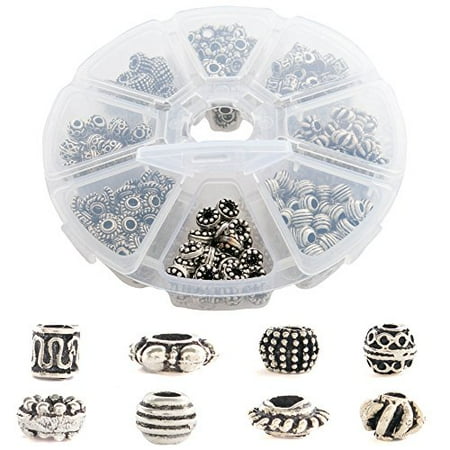 - Over 500PCs Tibetan and Bali Silver Finish Metal Spacer Beads for Jewelry Making Findings - 8 Style Unique Antique Look Bulk Bead Assortment | 2-3.9 mm Holes - Great for DIY, Bracelets, Necklaces