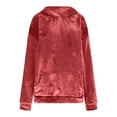 thumbnail image 4 of Women's Oversized Bear Ears Hoodie, Double-Sided Fleece Pullover with Pockets & Eye Visor, Cozy Winter Loungewear, Fuzzy Sweatshirt, Cute Animal Hoodie Red XL, 4 of 6