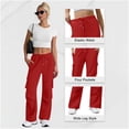 thumbnail image 5 of cocolona Womens Cargo Sweatpants Wide Leg Baggy Sweat Pants Multi-Pocket Cargo Pants Fashion Solid Color Lounge Trousers, 5 of 7