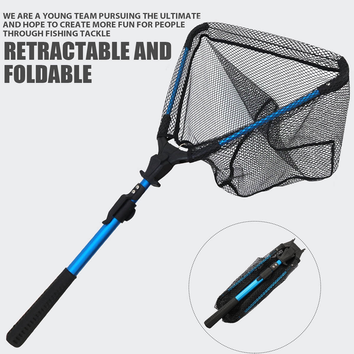 IBEEDOW Fishing Net Long Handle, Fish Landing Net With Telescopic Pole Handle, Collapsible Fishing Nets For Kids Adults In Saltwater Freshwater Extend 40 51 Inches