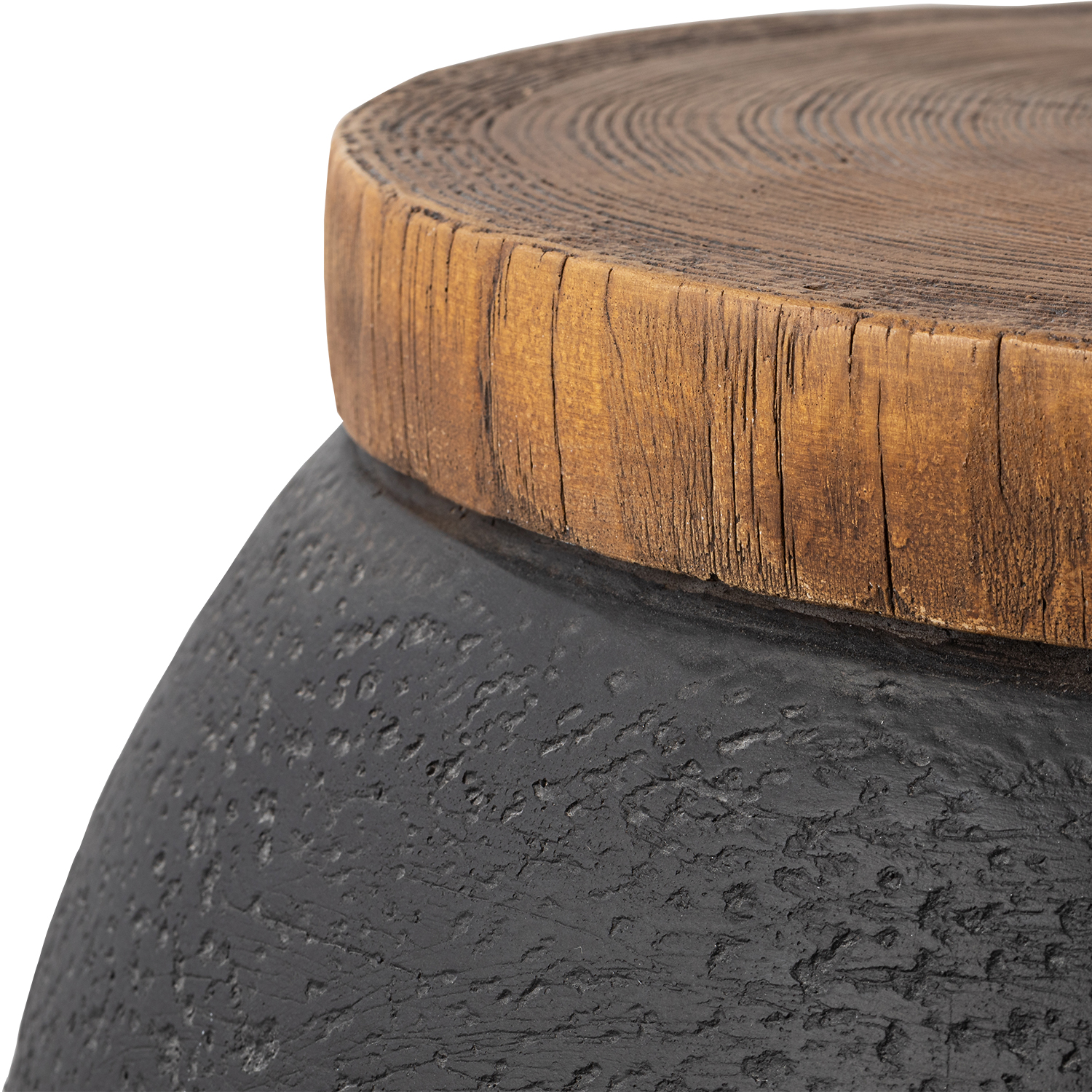 COSIEST Outdoor& Indoor Faux-Wood Round Coffee Table, Tree-Trunk Slice End Table Accent Stool - image 3 of 7