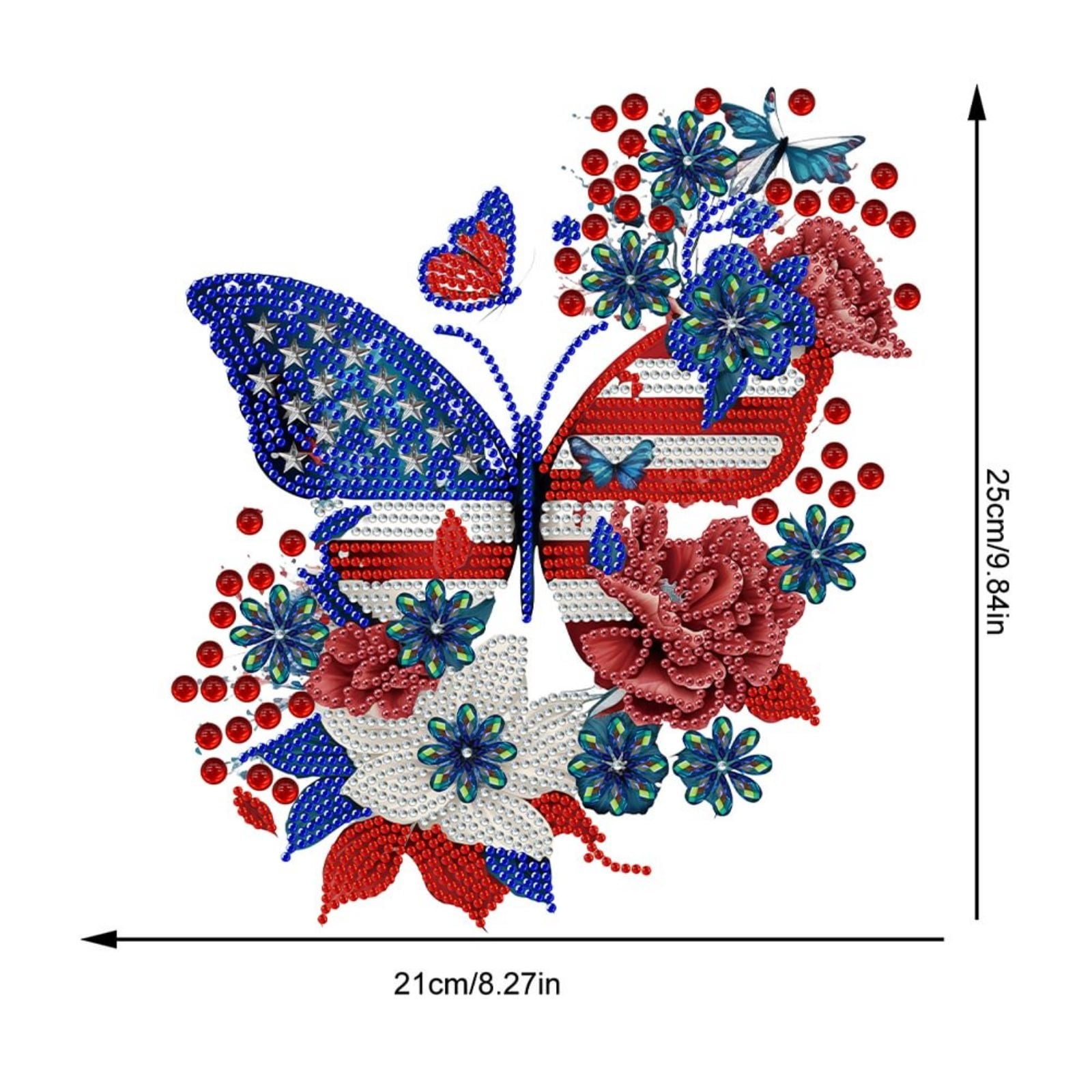 FLOPESN 2PCS DIY Diamond Pendant Diamond Art Painting Independence Day USA Butterfly Creative Design PVC Home Decoration Pendant (Single Side Diamond)