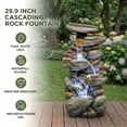thumbnail image 3 of 30" Outdoor Water Fountain with LED Lights - Resin Stone Look Tiered Fountain for Patio, Garden, Backyard, Entryway Decor - Grey, 3 of 5