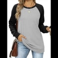 thumbnail image 2 of Sudadera Ligera de Larga con Cuello Redondo y Diseño Raglán con Bloques de Color para Mujer Gris Negro S, 2 of 10